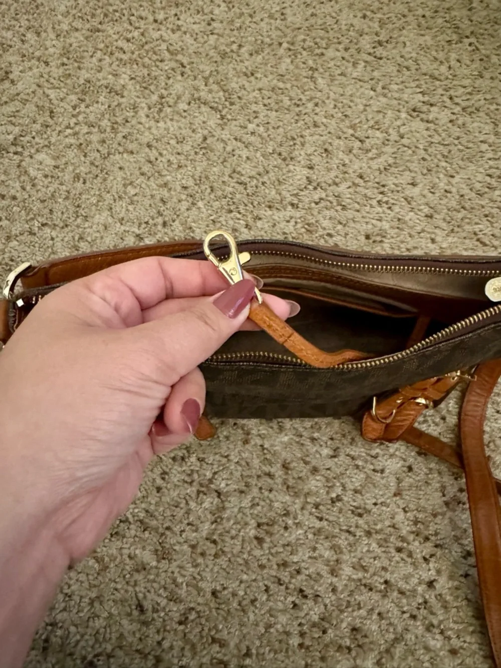 Michael Kors Brown and Tan Crossbody Bag